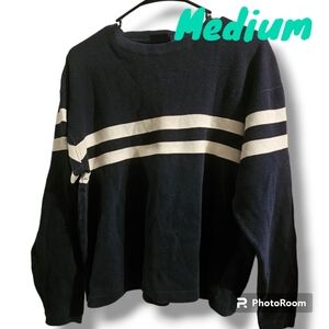 Vintage Route 66 Stripe Pull Over Grandpacore Sweater Preppy Fall Men Medium